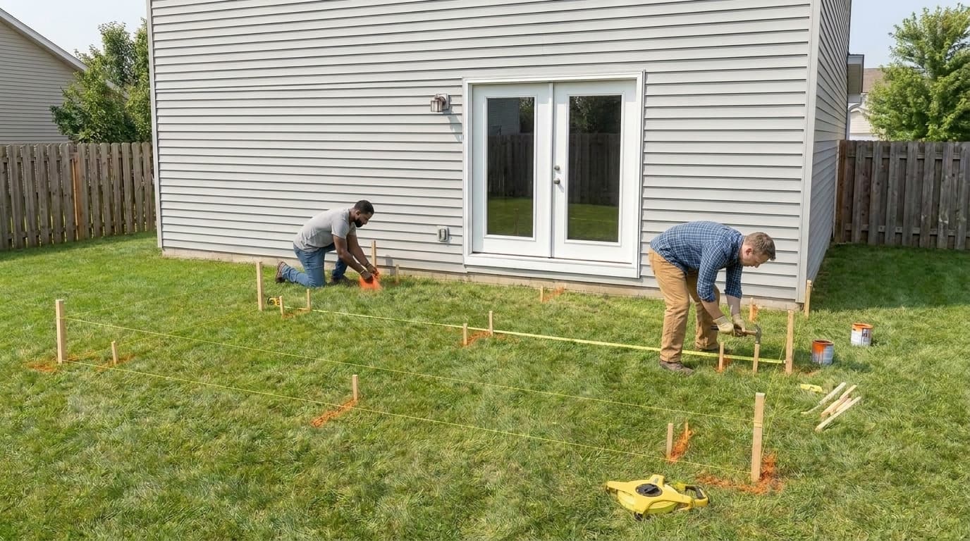 Lay out the footings, project step 2
