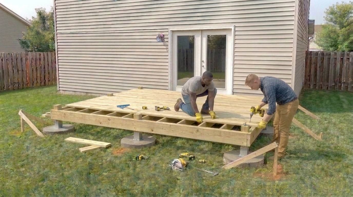 Install decking & trim, project step 10